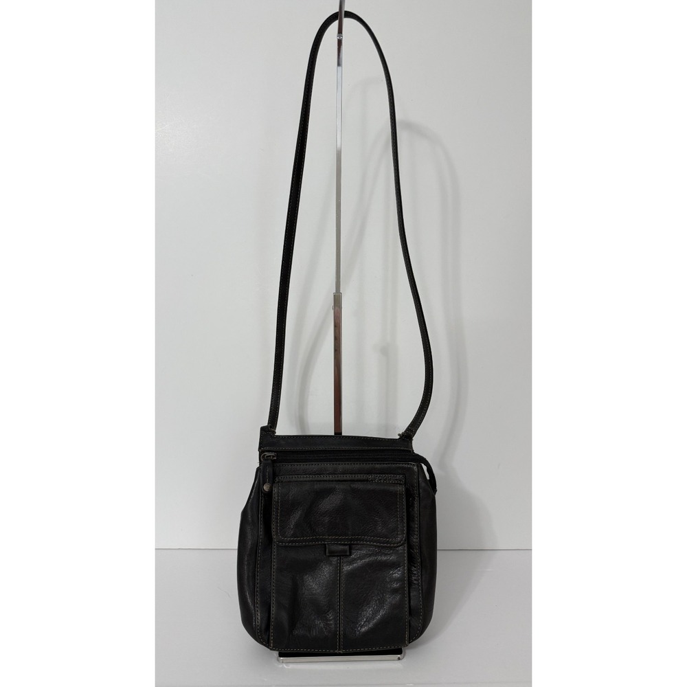 Fossil Brown Genuine Leather Crossbody Organizer Shoulder Bag Purse Strap